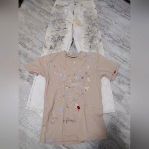 Vintage painting jeans and shirt heavily used.